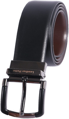 Leather Patta Men Formal Black Genuine Leather Reversible Belt
