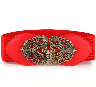 REDHORNS Women Casual, Evening, Formal, Party Red Fabric, Metal, Artificial Leather Belt