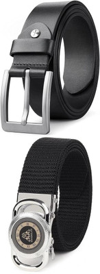 ShopGlobal Men Casual, Formal, Evening, Party Black, Black Artificial Leather Belt