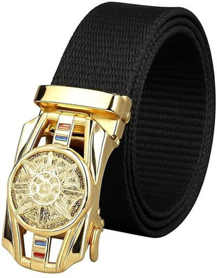 Strapzo Men Formal, Party, Casual Black Nylon Belt