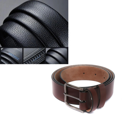 Flipcon Men Casual Black Genuine Leather Belt
