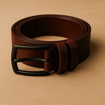 Funtos Men Formal Brown Genuine Leather Belt