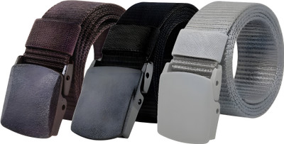 FITKNOT Men Party, Evening, Casual Brown, Black, Grey Nylon Belt