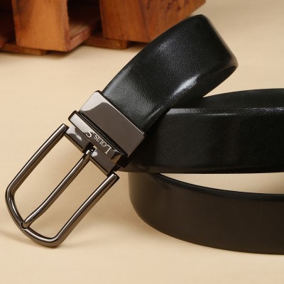 LOUIS STITCH Men Formal Black, Grey Genuine Leather Reversible Belt