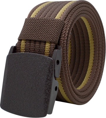 LOOPA Men Casual Brown, Beige Nylon Belt