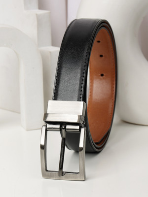 PROVOGUE Men Casual, Evening, Formal, Party Black Texas Leatherite Reversible Belt