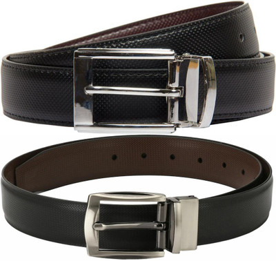 Pacific Gold Men Formal Brown, Black Artificial Leather Belt