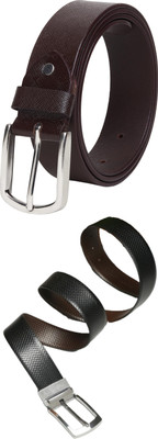Jungler Men Evening, Party, Formal, Casual Black, Brown Genuine Leather Belt