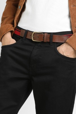 Simon Carter Men Casual Red Genuine Leather Belt