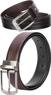 Jungler Men Evening, Party, Formal, Casual Brown, Black Genuine Leather Belt
