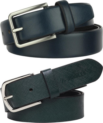 Jungler Men Evening, Party, Formal, Casual Blue, Green Genuine Leather Belt