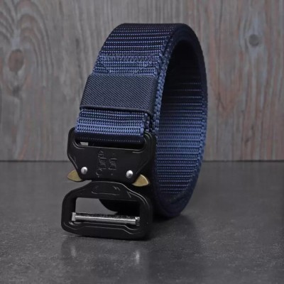 LUXURY LEATHER Men Casual, Evening, Formal Blue Nylon, Metal Belt