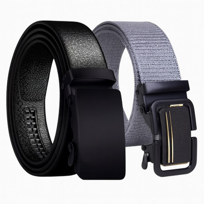PROVOGUE Men Casual, Formal, Party, Evening Black, Grey Texas Leatherite, Artificial Leather, Nylon Belt