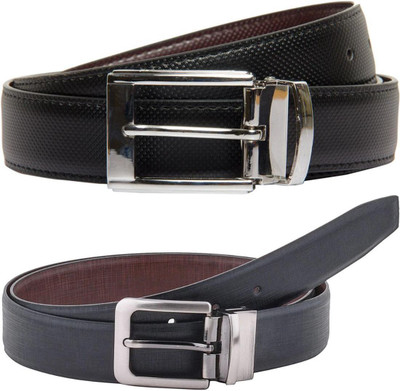Pacific Gold Men Formal Brown, Black, Brown, Black Artificial Leather Belt