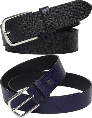 Jungler Men Evening, Party, Formal, Casual Black, Blue Genuine Leather Belt