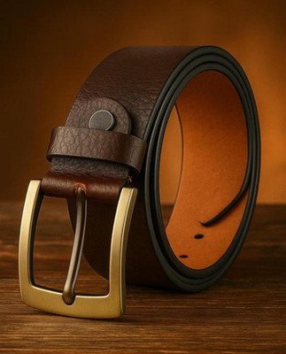 HENEDA Men Formal Brown Genuine Leather Belt