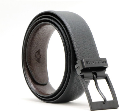 Police Men Casual Black, Brown Genuine Leather Reversible Belt
