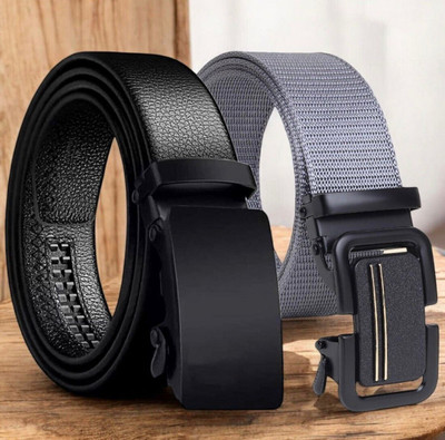 BPRIDE Men Formal, Casual, Evening, Party Black, Grey Artificial Leather, Nylon, Texas Leatherite Belt