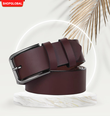 ShopGlobal Men Casual, Evening, Formal, Party Brown Artificial Leather Belt