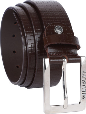 WILDBUFF Men Casual Brown Genuine Leather Belt