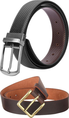 Jungler Men Evening, Party, Formal, Casual Black, Brown, Brown Genuine Leather Belt