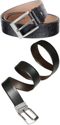 Jungler Men Evening, Party, Formal, Casual Black, Black, Brown Genuine Leather Belt