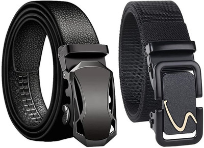 LAER Boys & Girls Casual, Evening, Formal, Party Black Fabric, Artificial Leather, Genuine Leather Belt
