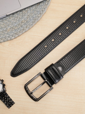 ZEVORA Men Casual Black Texas Leatherite Belt