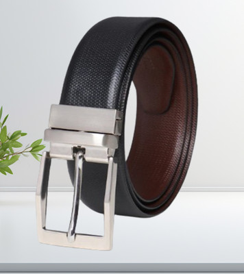 Micron Men Casual, Formal, Evening, Party Black Genuine Leather Reversible Belt