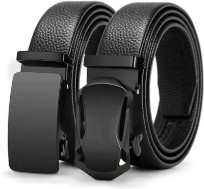 LUXURY LEATHER Men Casual, Formal, Evening, Party Black Texas Leatherite Belt