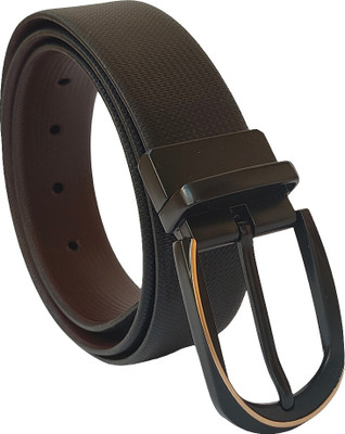 Elegavie Men Formal Black Genuine Leather Reversible Belt