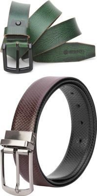 Jungler Men Evening, Party, Formal, Casual Green, Brown, Black Genuine Leather Belt