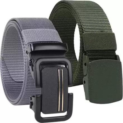 Icongadget Men Casual, Evening, Formal, Party Green, Grey Nylon Belt