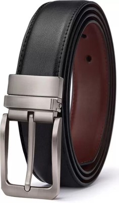 RBH Men & Women Casual, Party, Formal, Evening Black Artificial Leather Reversible Belt