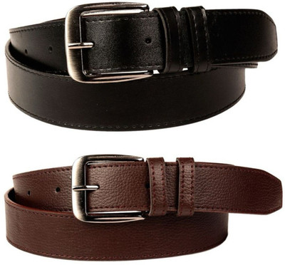 ShopGlobal Men Casual Brown, Black Artificial Leather Belt