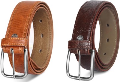 LOREM Men Party, Party, Formal, Casual Brown, Orange Artificial Leather Belt