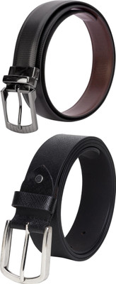 Jungler Men Evening, Party, Formal, Casual Black, Black Genuine Leather Belt