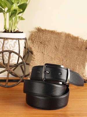 METRONAUT Men Casual, Formal Black Texas Leatherite Reversible Belt