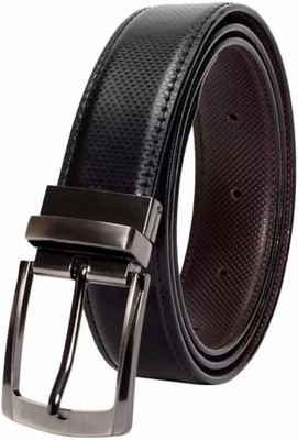 Icongadget Men Casual, Formal, Evening, Party Black, Brown Texas Leatherite, Metal Reversible Belt