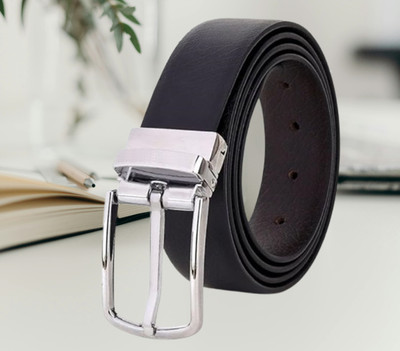 Micron Men Casual, Evening, Formal, Party Black Genuine Leather Reversible Belt