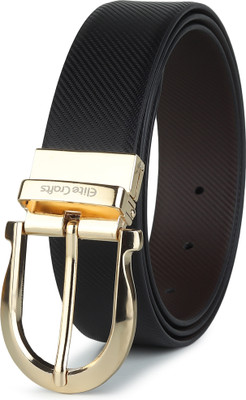 Elite Crafts Men Formal, Casual, Party, Evening Gold Genuine Leather Reversible Belt
