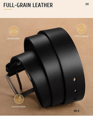 ShopGlobal Men Casual Black Texas Leatherite Belt