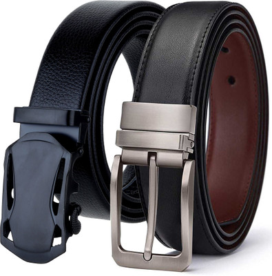 Artisanwear Men Formal, Casual, Party, Evening Black Texas Leatherite, Artificial Leather Reversible Belt