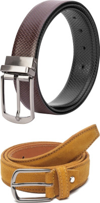 Jungler Men Evening, Party, Formal, Casual Brown, Black, Tan Genuine Leather Belt