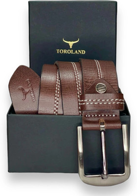 TOROLAND Men Casual Brown Genuine Leather Belt