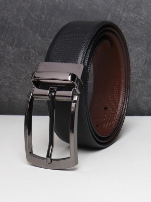 Teakwood Leathers Men Formal Black Genuine Leather Reversible Belt