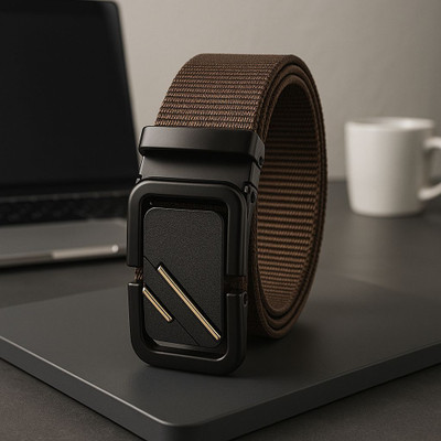 PROVOGUE Men Casual, Evening, Formal, Party Brown Nylon Belt