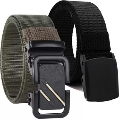Icongadget Men Casual, Evening, Formal, Party Green, Black Nylon Belt