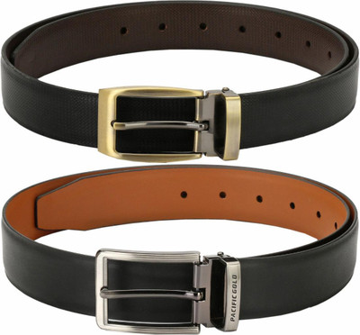 Pacific Gold Men Formal Tan, Black, Tan, Black Artificial Leather Belt