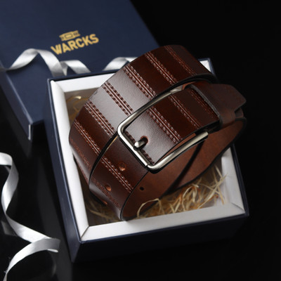 WARCKS Men Formal Brown Genuine Leather Belt